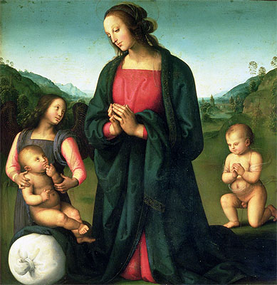 Madonna Adoring the Christ Child (Madonna del Sacco), c.1495/00 | Perugino | Painting Reproduction
