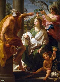 Mercury Crowning Philosophy, 'Mother' of the Arts  , 1747 von Pompeo Batoni | Gemälde-Reproduktion