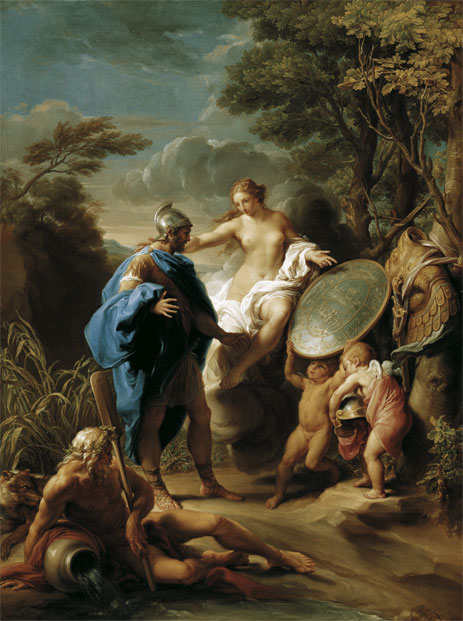 Venus Presenting Aeneas with Armour Forged by Vulcan, 1748 by Pompeo Batoni | Painting Reproduction