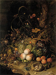 Obst, Blumen, Reptilien und Insekten am Waldrand, 1716 von Rachel Ruysch | Gemälde-Reproduktion