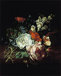 Nosegay on a Marble Plinth, c.1695 by Rachel Ruysch | Painting Reproduction