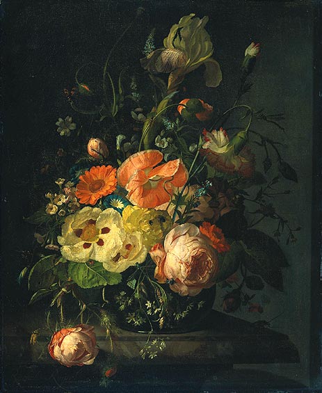 Still Life with Flowers on a Marble Tabletop, 1716 by Rachel Ruysch | Painting Reproduction
