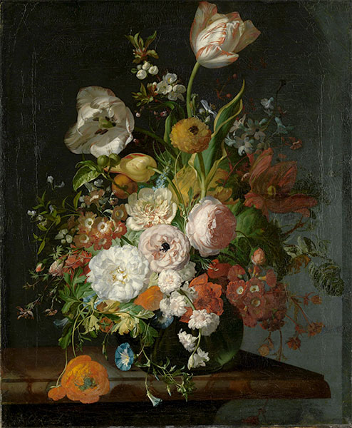 Still Life with Flowers in a Glass Vase, n.d. | Rachel Ruysch | Painting Reproduction