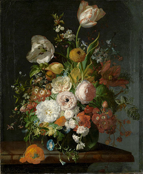 Still Life with Flowers in a Glass Vase, n.d. by Rachel Ruysch | Painting Reproduction