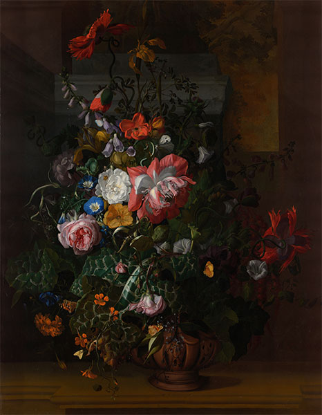 Rosen, Convolvulus, Mohn und andere Blumen in Urne, 1680s | Rachel Ruysch | Gemälde Reproduktion
