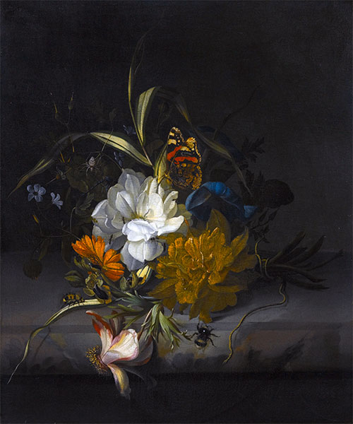 Stillleben mit Blumen, n.d. | Rachel Ruysch | Gemälde Reproduktion