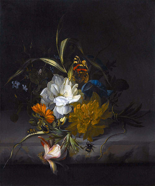 Still Life with Marigolds and Morning Glory, n.d. by Rachel Ruysch | Painting Reproduction