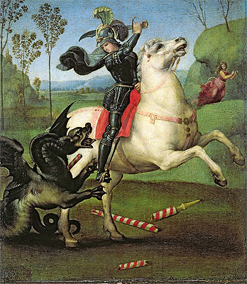 Saint George Fighting the Dragon, c.1504 | Raphael | Painting Reproduction