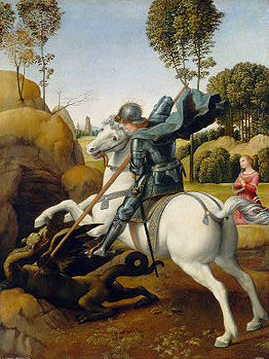 Saint George and the Dragon, c.1506 | Raphael | Gemälde Reproduktion