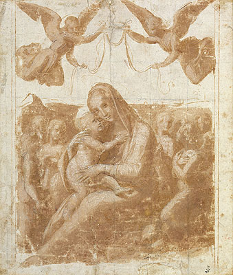 The Virgin and Child Surrounded by Angels, n.d. | Raphael | Painting Reproduction