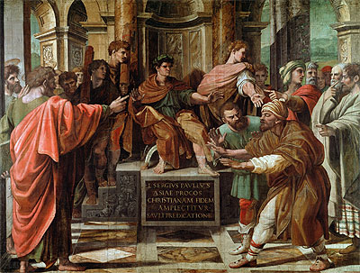 The Conversion of the Proconsul (The Blinding of Elymas), c.1515/16 | Raphael | Gemälde Reproduktion