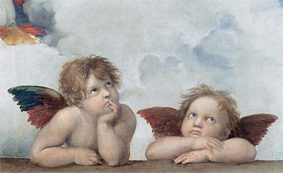 Putti (Detail from The Sistine Madonna), 1513 | Raphael | Painting Reproduction