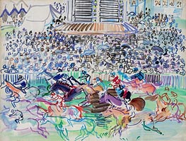 The Races at Epsom, 1938 by Raoul Dufy | Painting Reproduction