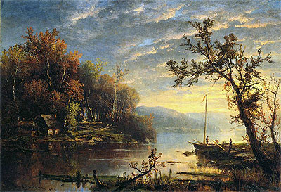 Autumn on the Hudson, 1858 by Regis-Francois Gignoux | Painting Reproduction