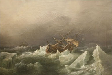 Antarctic Expedition: Gale in the Pack, 1842 | Richard Brydges Beechey | Painting Reproduction