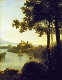 Abend: Flussszene mit Burg, c.1751/57 von Richard Wilson | Gemälde-Reproduktion