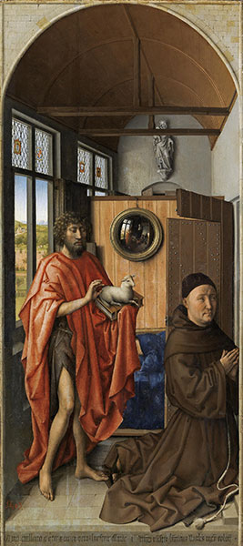 Heinrich von Werl and his Patron Saint John the Baptist, 1438 | Robert Campin | Painting Reproduction