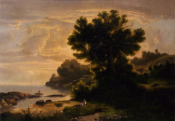Landscape with Family by Lake, 1858 | Robert Scott Duncanson | Painting Reproduction