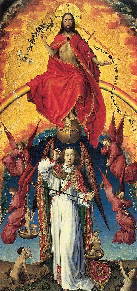 Christ and St. Michael, c.1450 by Rogier van der Weyden | Painting Reproduction