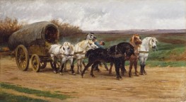 Ein Wagen und ein Pferdegespann, 1852 von Rosa Bonheur | Gemälde-Reproduktion