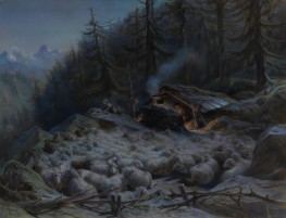 Mondschein, Herde von Schafen in den Pyrenäen | Rosa Bonheur | Gemälde Reproduktion