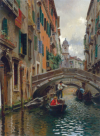 A Quiet Canal, Venice, undated | Rubens Santoro | Painting Reproduction
