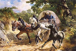 Covered Wagon in a Narrow Path, Undated by Rudolf Koller | Painting Reproduction