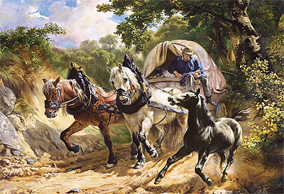 Covered Wagon in a Narrow Path, n.d. by Rudolf Koller | Painting Reproduction
