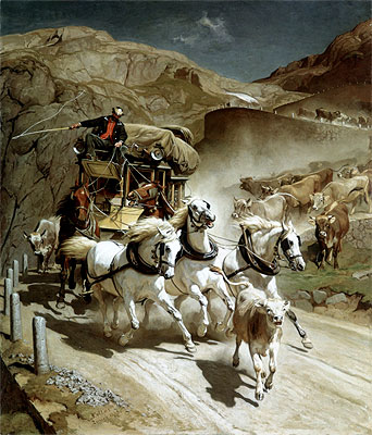 Die Gotthardpost, 1873 by Rudolf Koller | Painting Reproduction