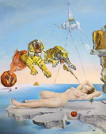 Traum, verursacht durch den Flug einer Biene um einen Granatapfel, eine Sekunde vor dem Aufwachen | Dali | Gemälde Reproduktion