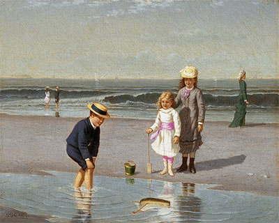 Children on the Beach, c.1879/81 | Samuel Carr | Gemälde Reproduktion
