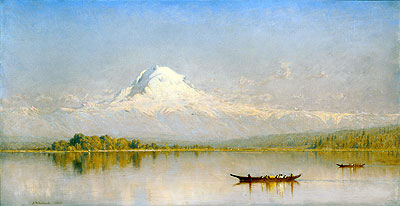 Mount Rainier, Bay of Tacoma - Puget Sound, 1875 | Sanford Robinson Gifford | Gemälde Reproduktion