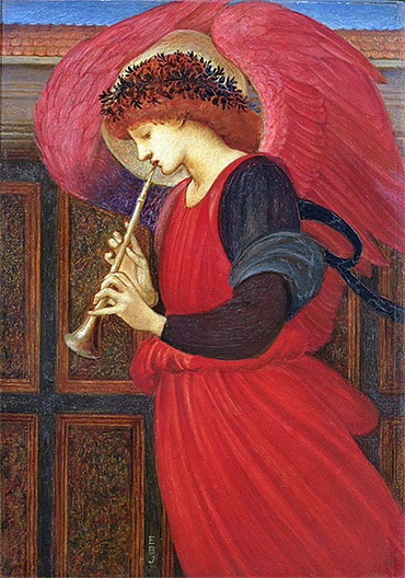 Ein Engel spielt eine Flageolett | Burne-Jones | Gemälde Reproduktion