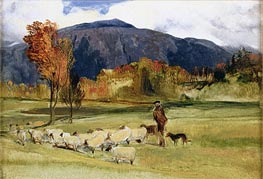 A Shepherd and his Flock, undated von Landseer | Gemälde-Reproduktion