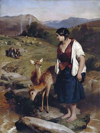 The Highland Lassie, 1850 by Landseer | Painting Reproduction