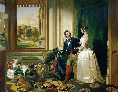 Queen Victoria, Prince Albert and Victoria, Princess Royal, c.1841/45 | Landseer | Painting Reproduction