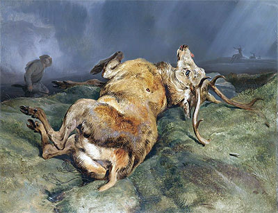 A Deer Just Shot, 1828 by Landseer | Painting Reproduction