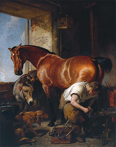 Shoeing, 1844 by Landseer | Painting Reproduction