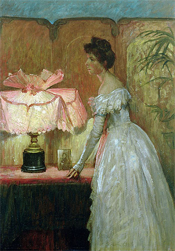 Lamplight Study of Interior with Lady, 1891 | Frank Dicksee | Gemälde Reproduktion