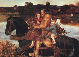 A Dream of the Past - Sir Isumbras at the Ford, 1857 von Millais | Gemälde-Reproduktion
