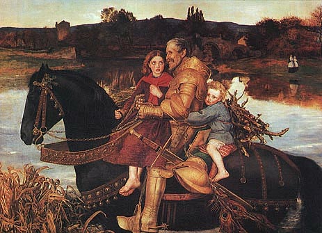 A Dream of the Past - Sir Isumbras at the Ford, 1857 | Millais | Painting Reproduction