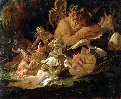 Puck and Fairies, from 'A Midsummer Night's Dream', c.1850 | Joseph Noel Paton | Gemälde Reproduktion