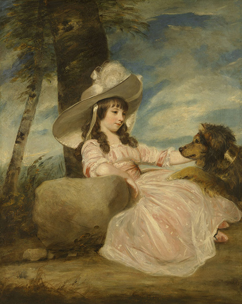 Porträt von Fräulein Anna Ward mit ihrem Hund | Reynolds | Gemälde Reproduktion