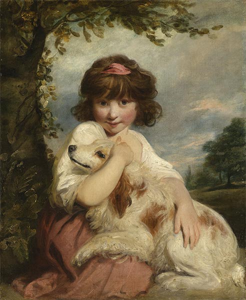Ein junges Mädchen und ihr Hund, 1780 | Reynolds | Gemälde Reproduktion