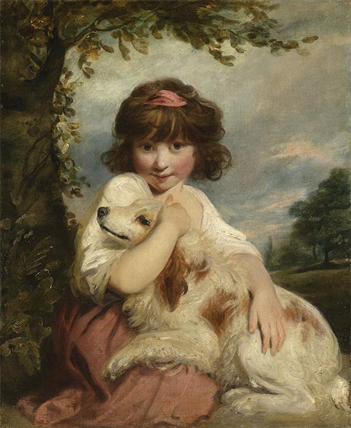 Ein junges Mädchen und ihr Hund, 1780 von Reynolds | Gemälde-Reproduktion