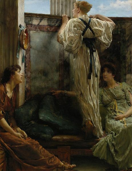Inquisitive (Who is It), 1884 | Alma-Tadema | Gemälde Reproduktion