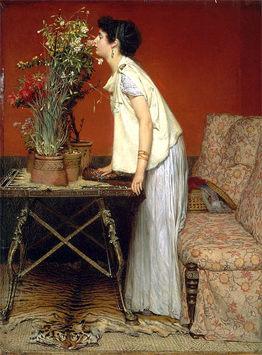 Woman and Flowers, 1868 | Alma-Tadema | Painting Reproduction