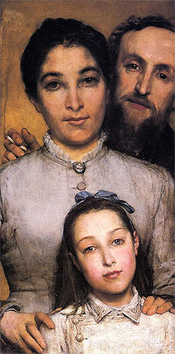 Portrait of Aime-Jules Dalou his Wife and Daughter, 1876 | Alma-Tadema | Painting Reproduction