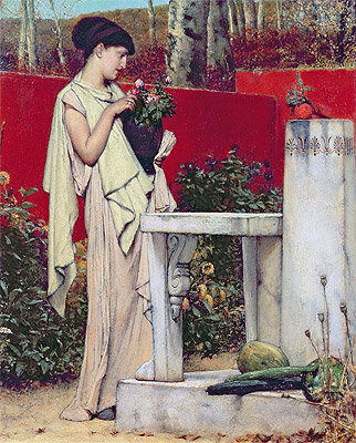 Woman with a Vase of Flowers, Undated | Alma-Tadema | Painting Reproduction