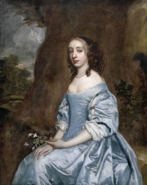 Portrait of a Lady in Blue Holding a Flower, c.1660 by Peter Lely | Painting Reproduction